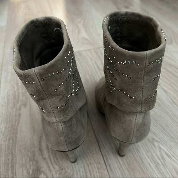 Genuine Leather Suede Grey Heeled Boots Size 6 - Picture 6 of 12